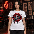 T-shirt blanc unisexe avec le visuel Crimson Skull – Winshirt