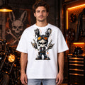 T-shirt blanc unisexe avec le visuel Rock Rabbit – Winshirt