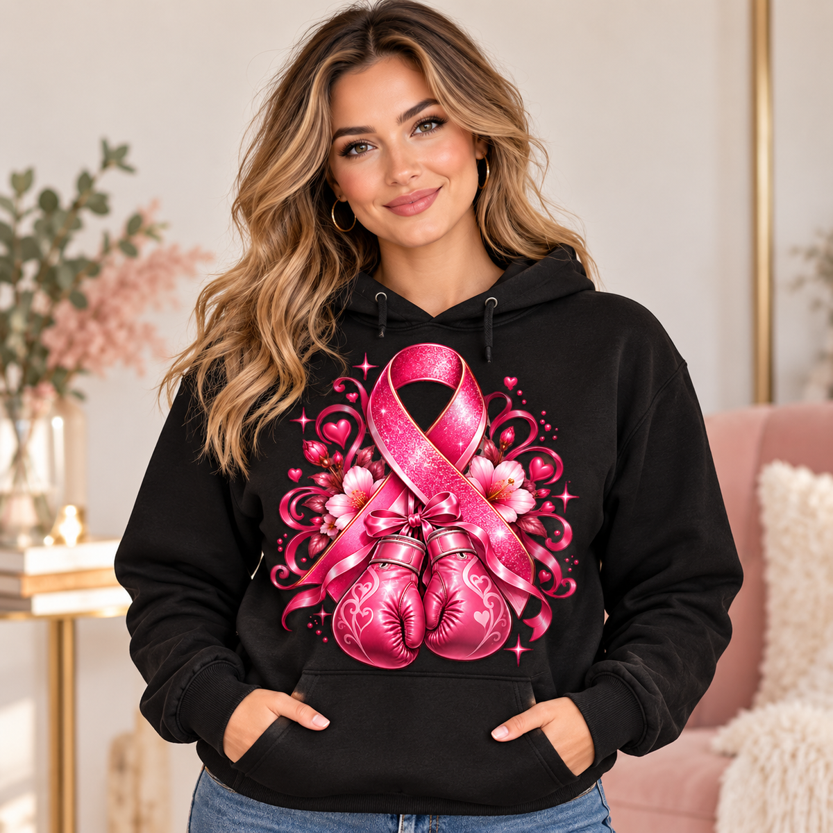 Hoodie Force Rose noir